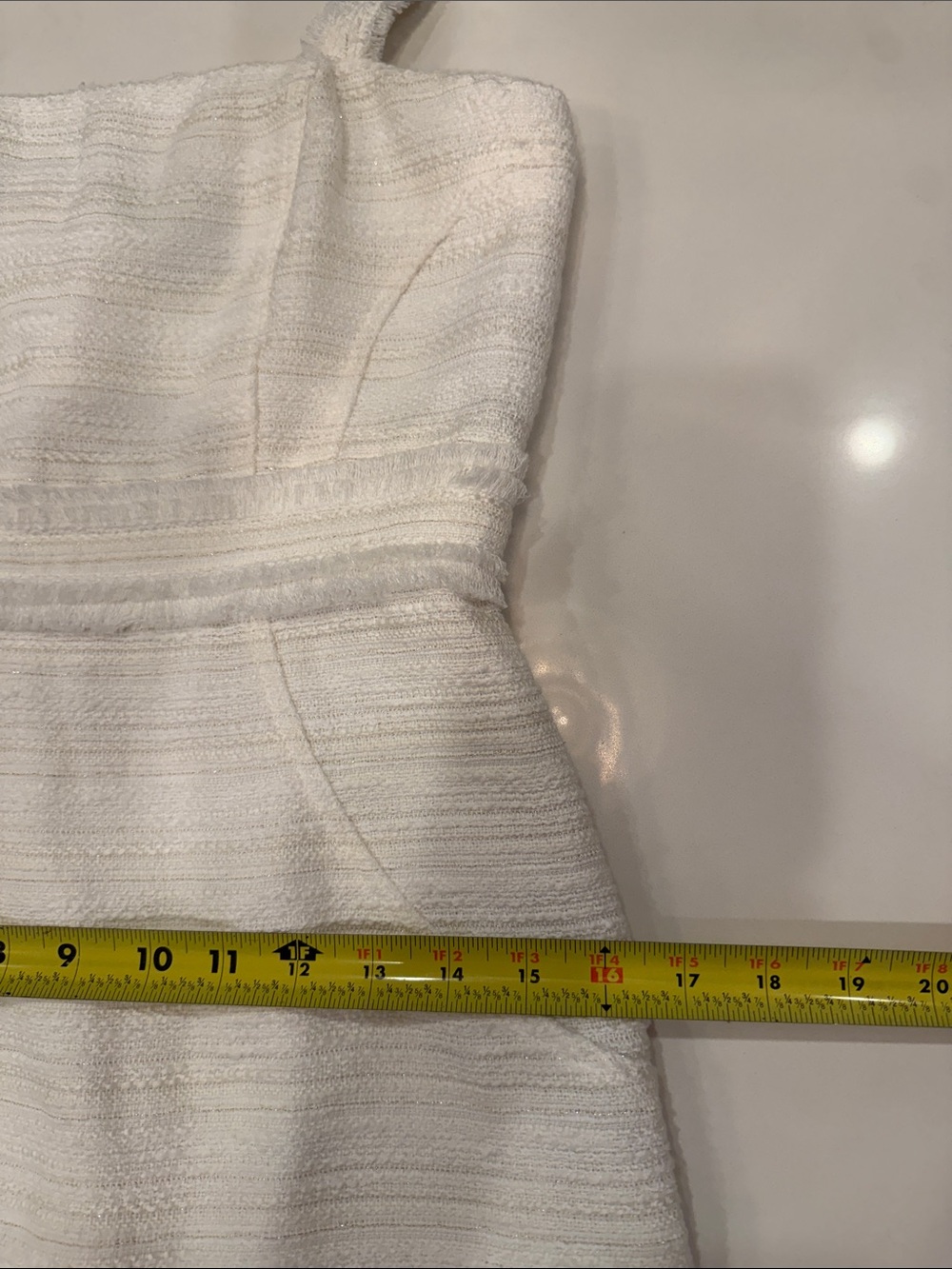 Bardot Melania Boucle Mini Dress in Ivory/White and Gold Trim - Picture 10 of 11